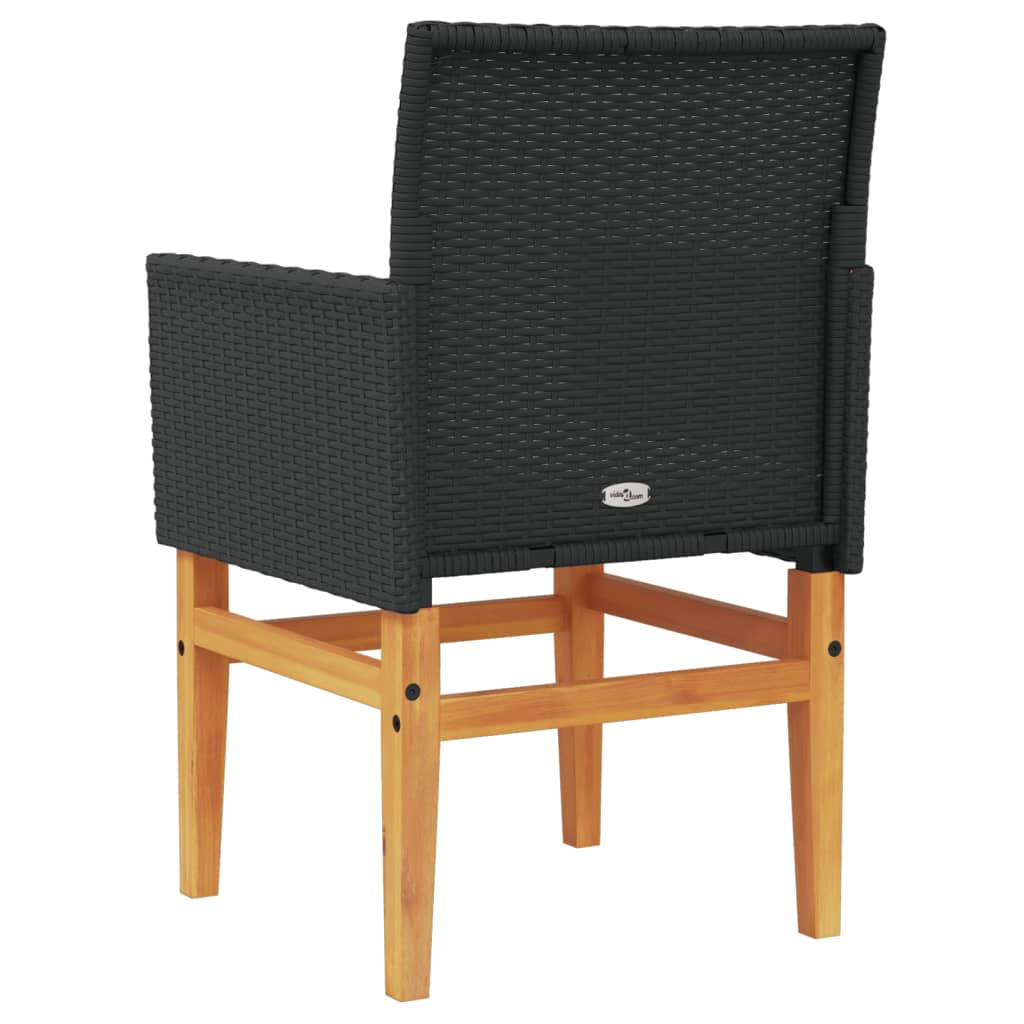 Garden Chairs S 2 Pcs Poly Rattan&Solid Wood