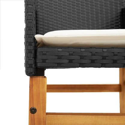 Garden Chairs S 2 Pcs Poly Rattan&Solid Wood