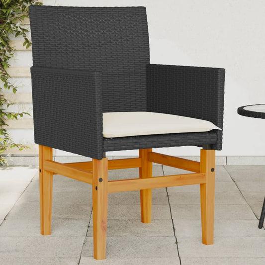 Garden Chairs S 2 Pcs Poly Rattan&Solid Wood