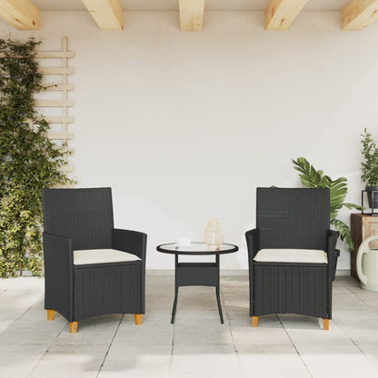 Garden Chairs With Cushions 2 Pcs Poly Rattan&Solid Wood