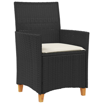 Garden Chairs With Cushions 2 Pcs Poly Rattan&Solid Wood