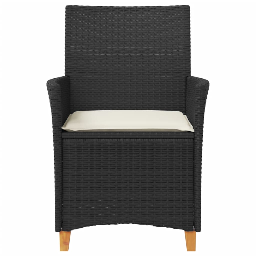 Garden Chairs With Cushions 2 Pcs Poly Rattan&Solid Wood