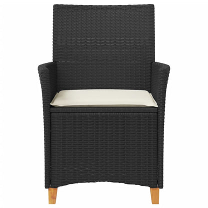 Garden Chairs With Cushions 2 Pcs Poly Rattan&Solid Wood