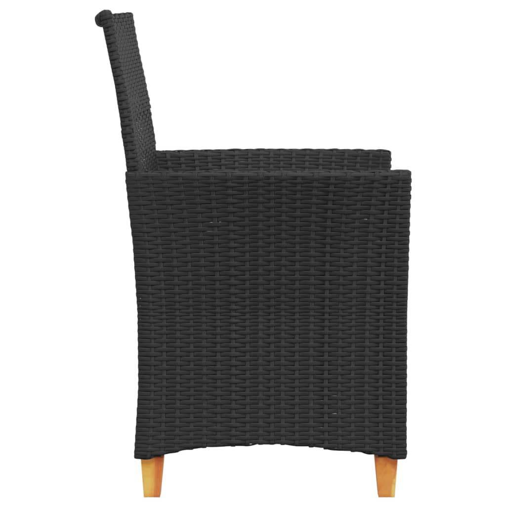 Garden Chairs With Cushions 2 Pcs Poly Rattan&Solid Wood