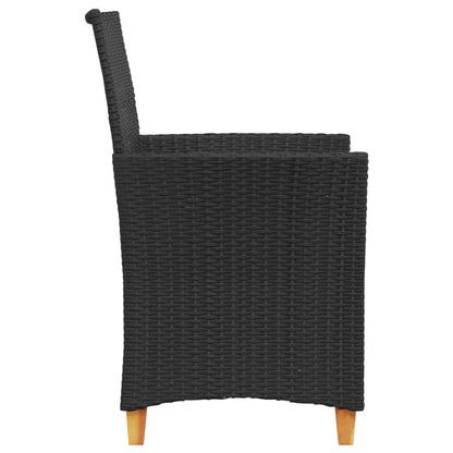 Garden Chairs With Cushions 2 Pcs Poly Rattan&Solid Wood