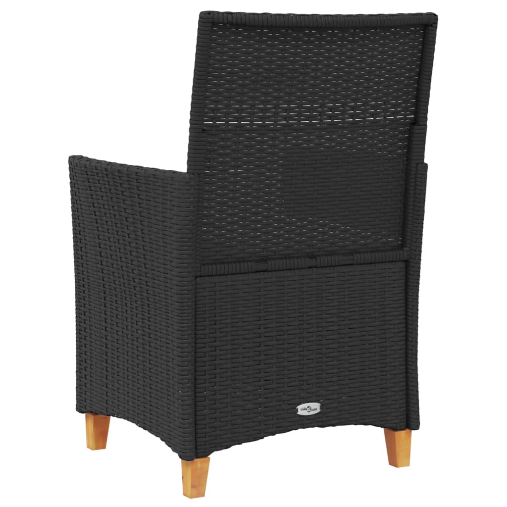 Garden Chairs With Cushions 2 Pcs Poly Rattan&Solid Wood