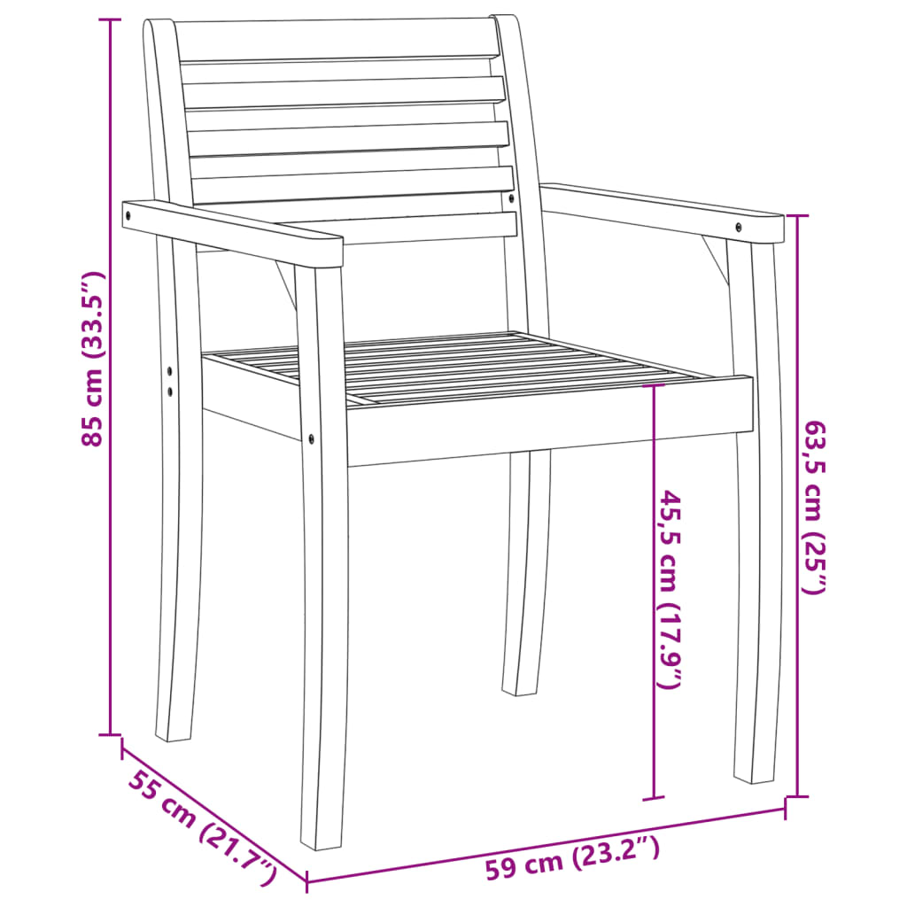 Garden Chairs 2 Pcs 59X55X85 Cm Solid Wood Acacia