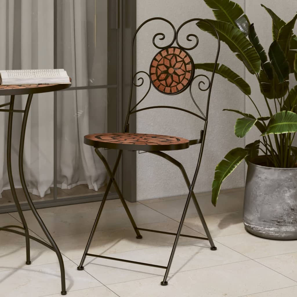 Folding Bistro Chairs 2 Pcs Ceramic Terracotta