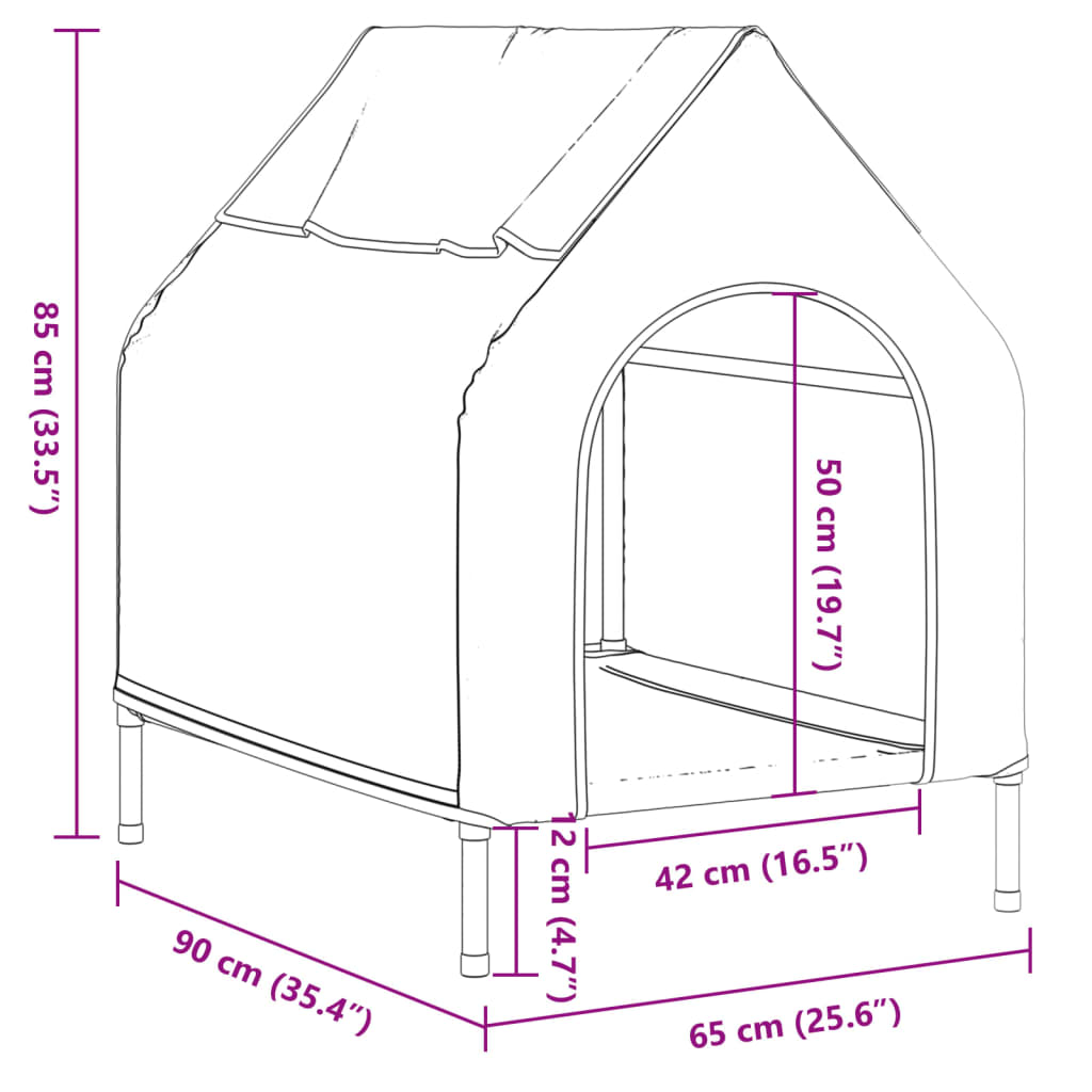 Dog House Light Grey Oxford Fabric And Steel