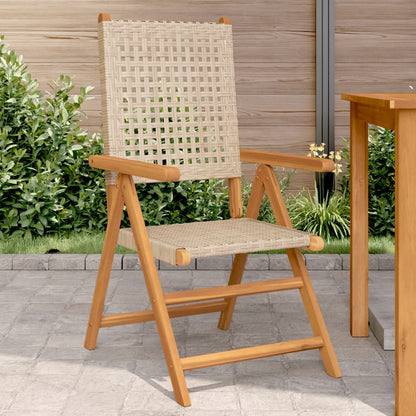 Reclining Garden Chairs 4 Pcs Poly Rattan And Solid Wood