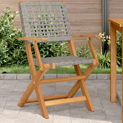 Folding Garden Chairs 6 Pcs Poly Rattan And Solid Wood