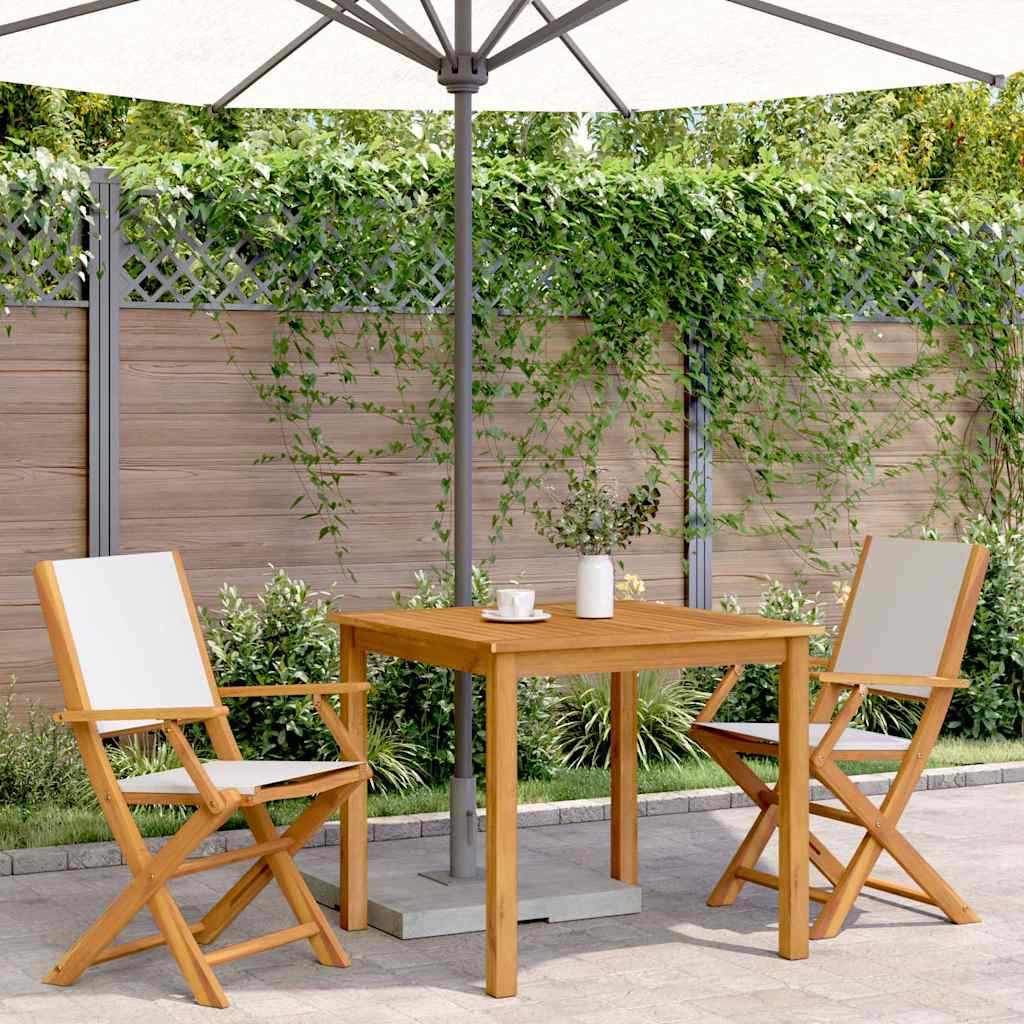 Garden Chairs 2 Pcs White Solid Wood Acacia And Fabric