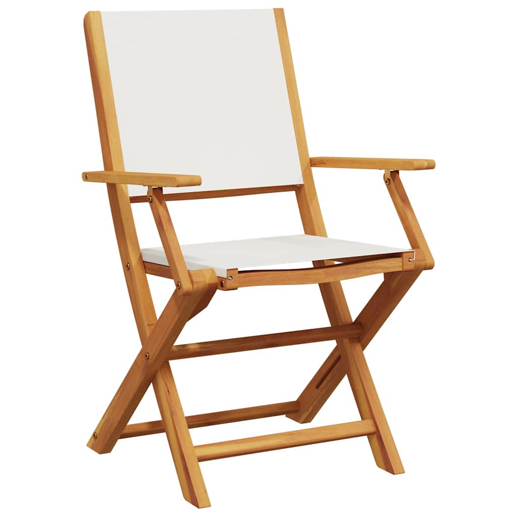 Garden Chairs 2 Pcs White Solid Wood Acacia And Fabric
