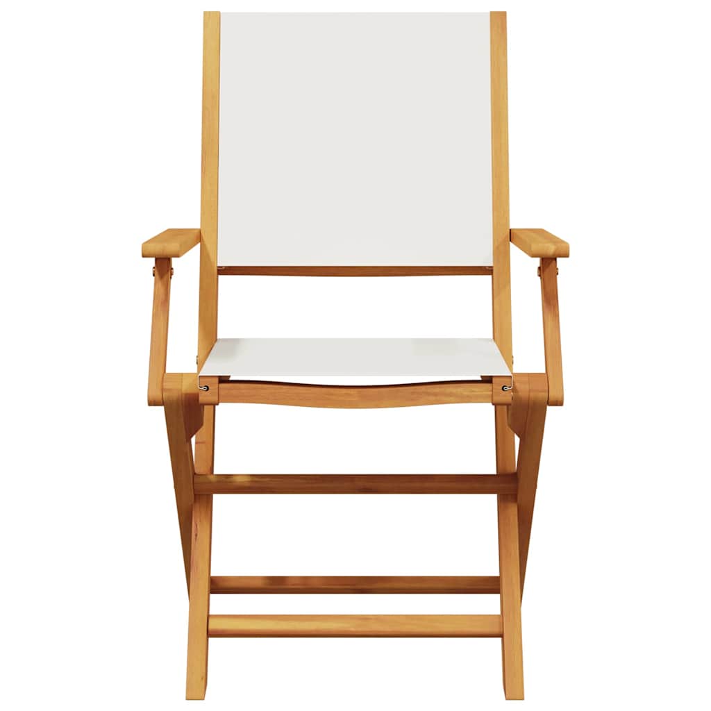 Garden Chairs 2 Pcs White Solid Wood Acacia And Fabric