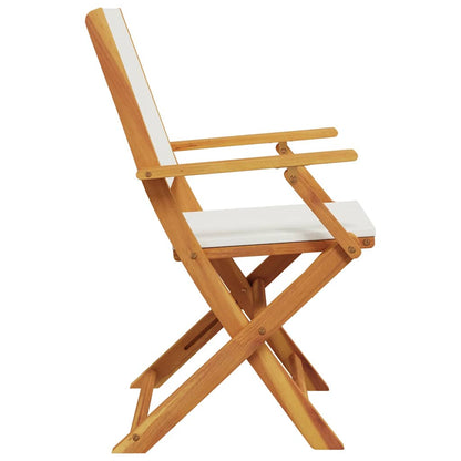Garden Chairs 2 Pcs White Solid Wood Acacia And Fabric