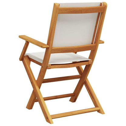 Garden Chairs 2 Pcs White Solid Wood Acacia And Fabric