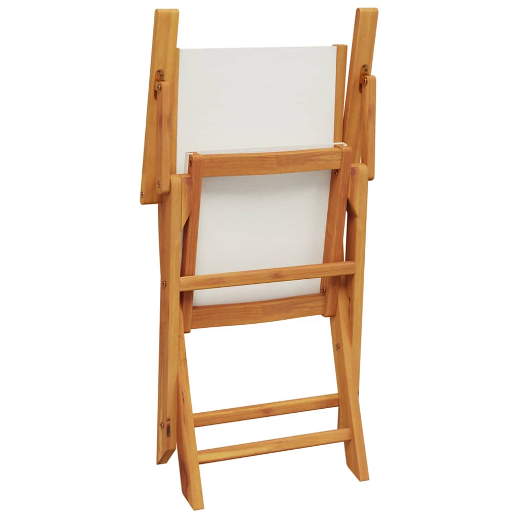 Garden Chairs 2 Pcs White Solid Wood Acacia And Fabric