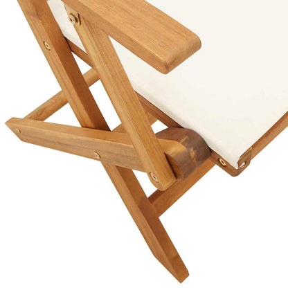 Garden Chairs 2 Pcs White Solid Wood Acacia And Fabric
