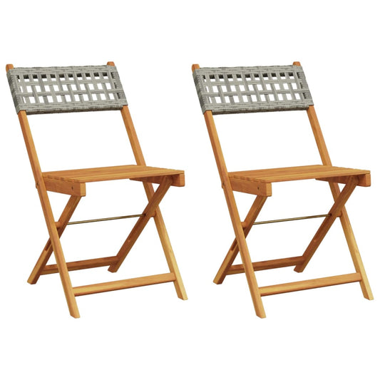 Bistro Chairs 2 Pcs Solid Wood Acacia And Poly Rattan