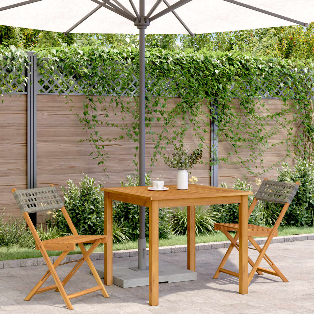 Bistro Chairs 2 Pcs Solid Wood Acacia And Poly Rattan
