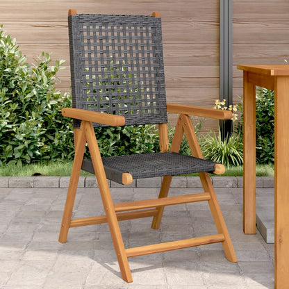 Reclining Garden Chairs 4 Pcs Poly Rattan And Solid Wood