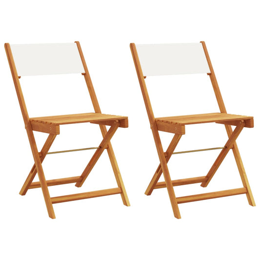 Bistro Chairs 2 Pcs White Solid Wood Acacia And Fabric