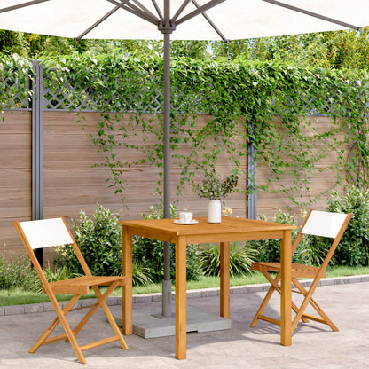 Bistro Chairs 2 Pcs White Solid Wood Acacia And Fabric