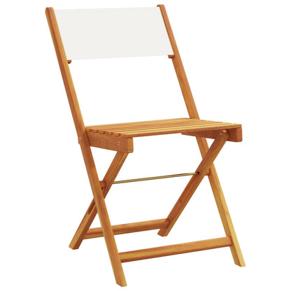 Bistro Chairs 2 Pcs White Solid Wood Acacia And Fabric