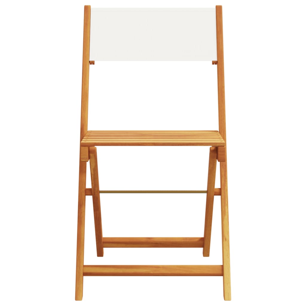 Bistro Chairs 2 Pcs White Solid Wood Acacia And Fabric