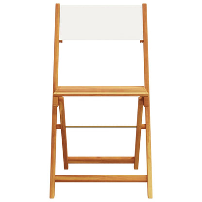 Bistro Chairs 2 Pcs White Solid Wood Acacia And Fabric