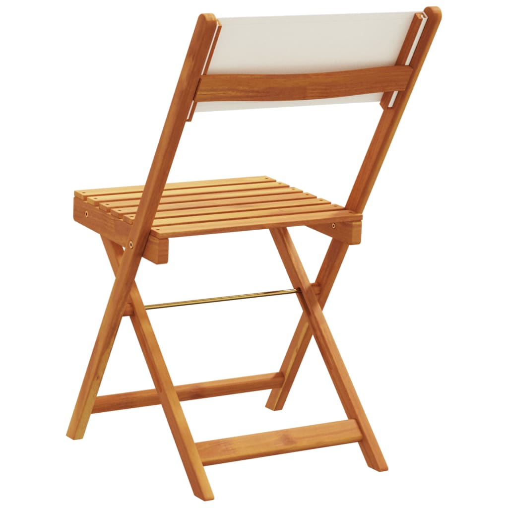 Bistro Chairs 2 Pcs White Solid Wood Acacia And Fabric