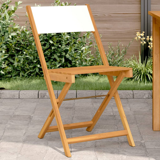 Bistro Chairs 2 Pcs White Solid Wood Acacia And Fabric