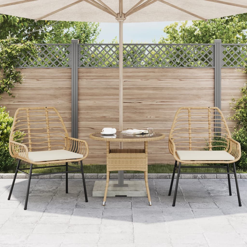 Garden Chairs 2 Pcs With Cushions Poly Rattan