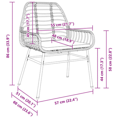 Garden Chairs 2 Pcs With Cushions Poly Rattan