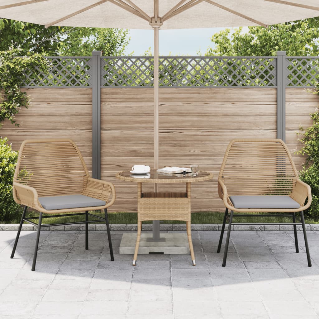 Garden Chairs 2 Pcs With Cushions Poly Rattan