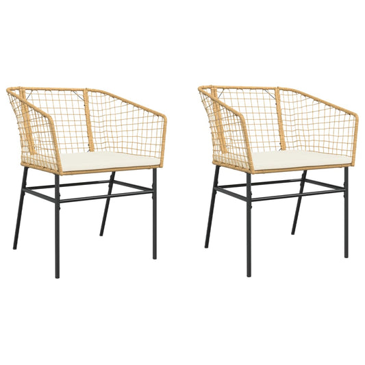 Garden Chairs 2 Pcs With Cushions Poly Rattan