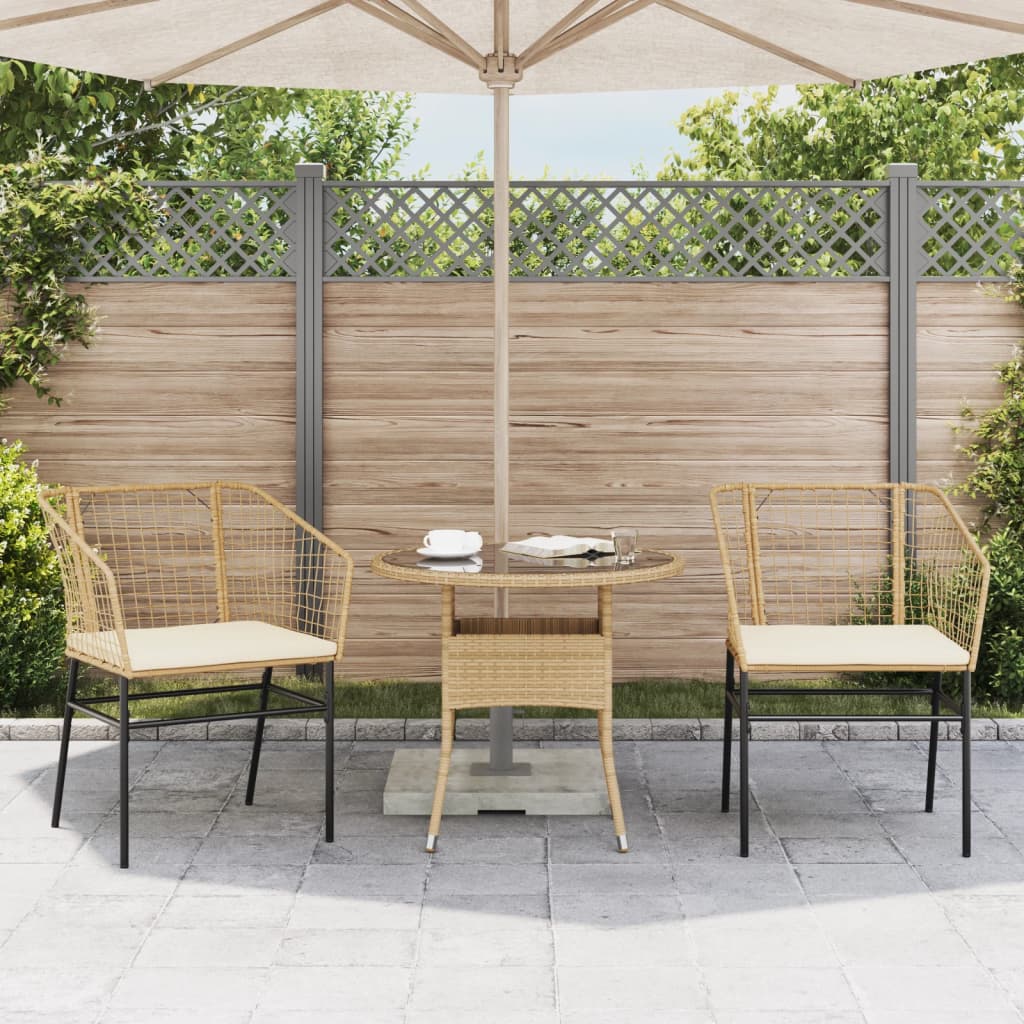 Garden Chairs 2 Pcs With Cushions Poly Rattan