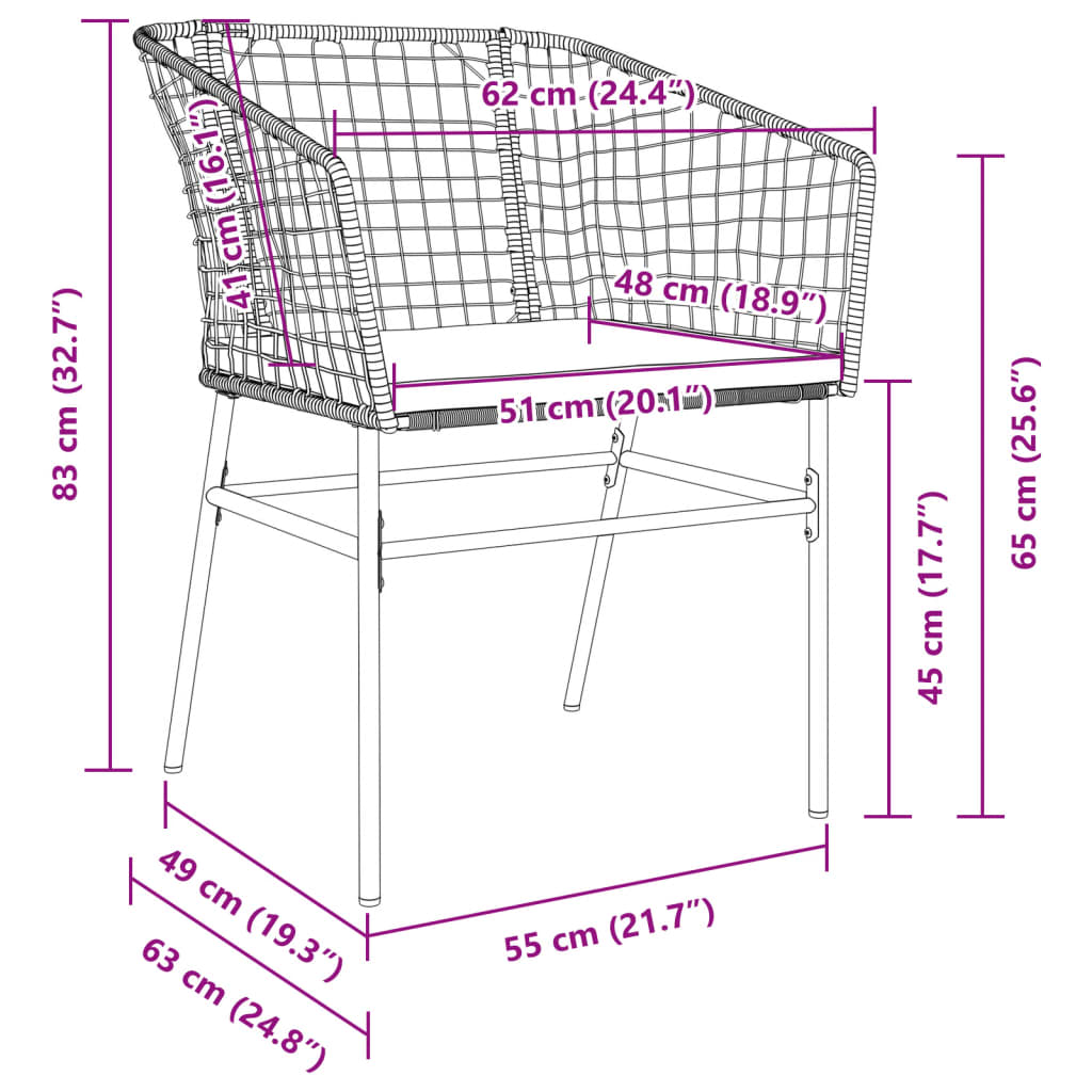 Garden Chairs 2 Pcs With Cushions Poly Rattan