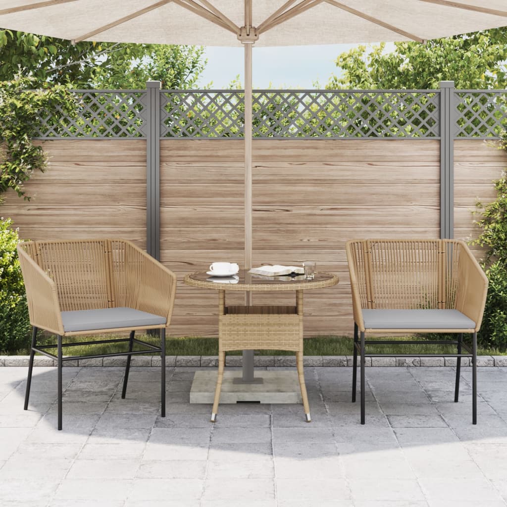 Garden Chairs 2 Pcs With Cushions Poly Rattan