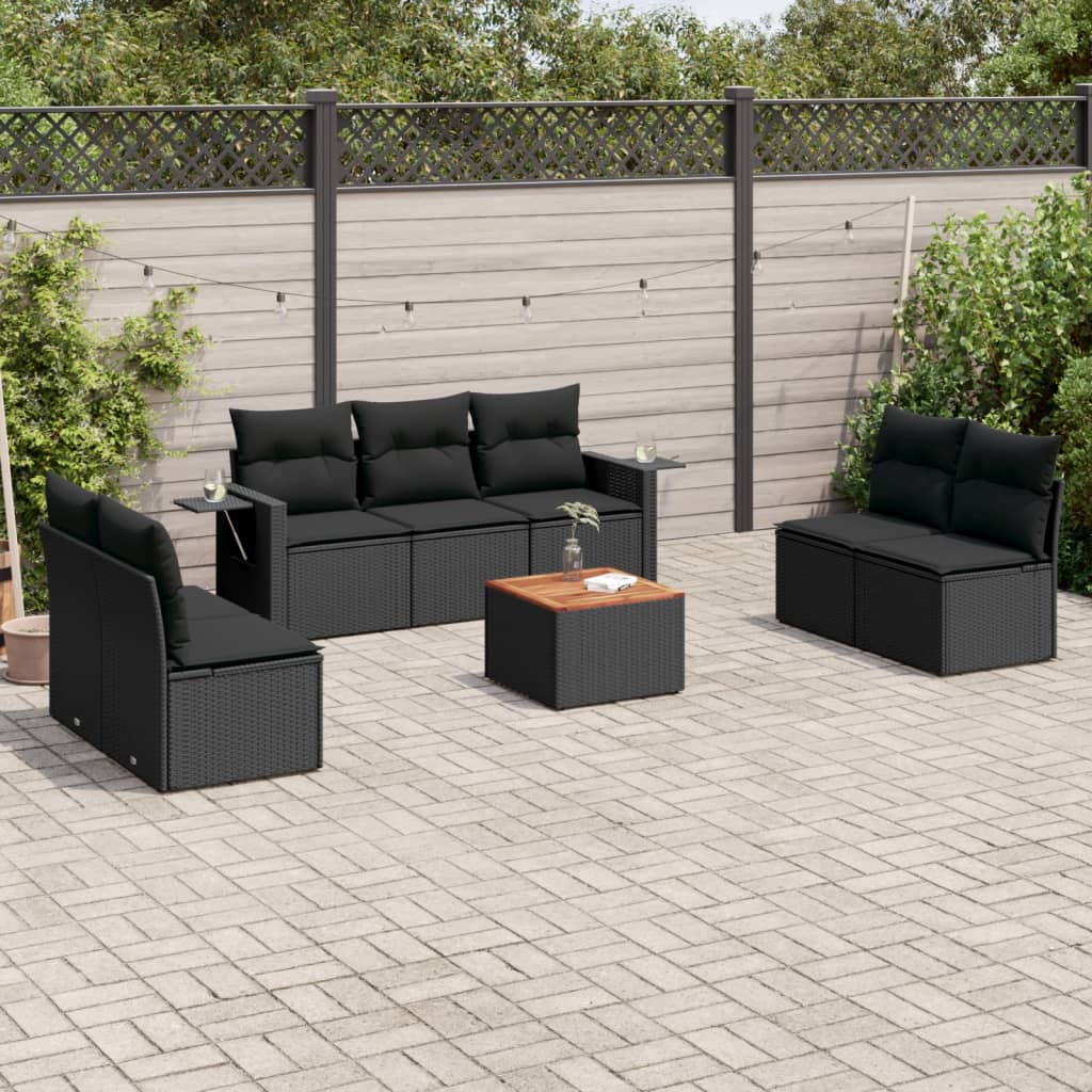 8 Piece Garden Sofa Set With Cushions Poly Rattan