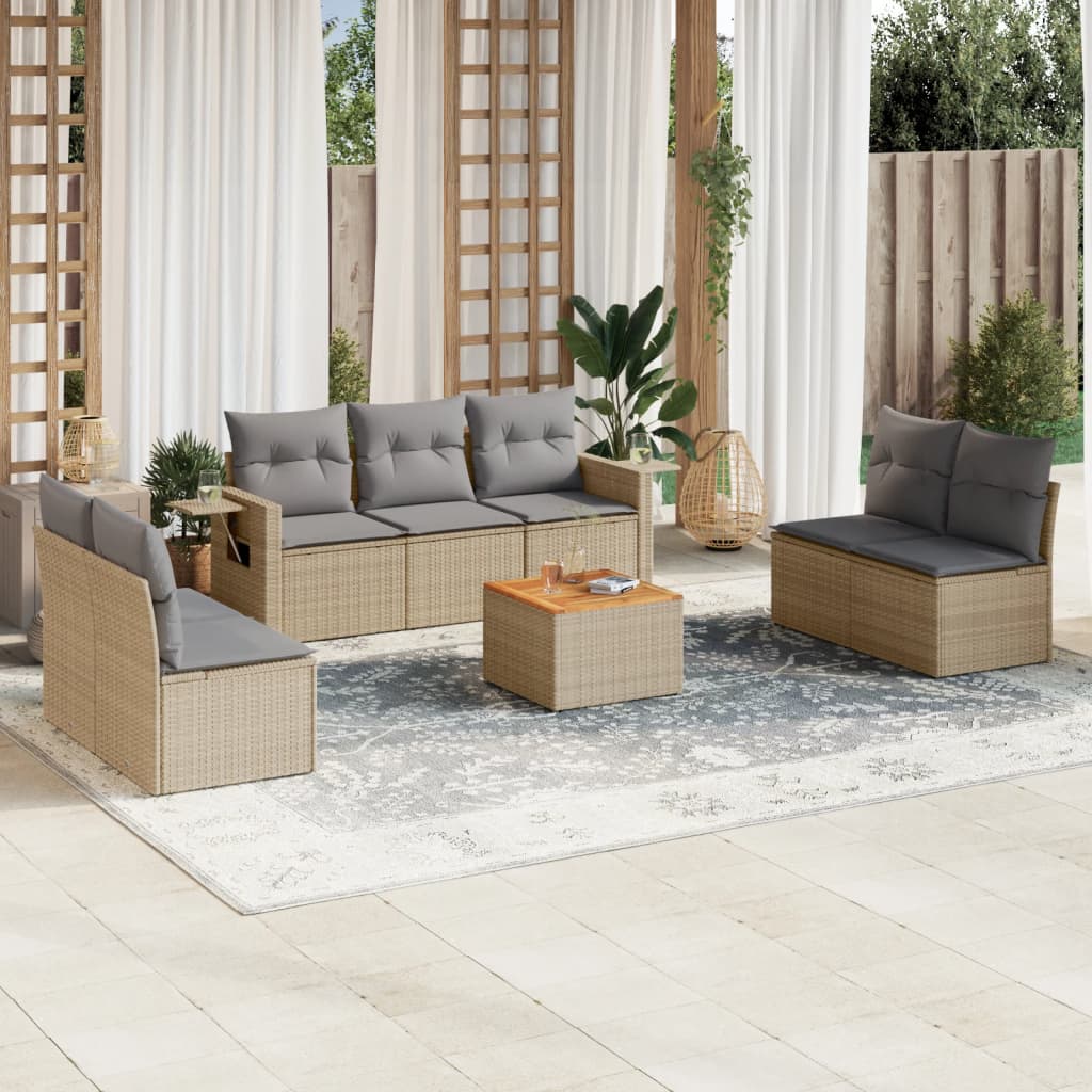 8 Piece Garden Sofa Set With Cushions Poly Rattan