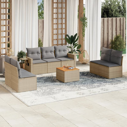 8 Piece Garden Sofa Set With Cushions Poly Rattan