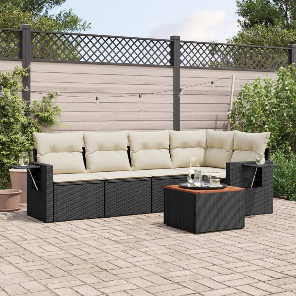 6 Piece Garden Sofa Set With Cushions Poly Rattan