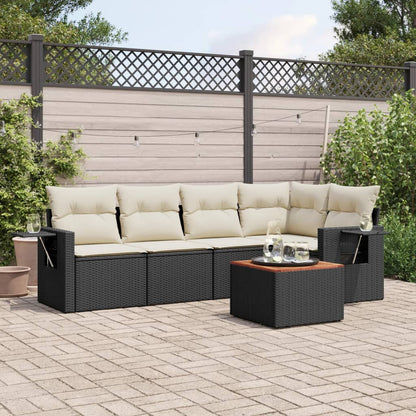 6 Piece Garden Sofa Set With Cushions Poly Rattan