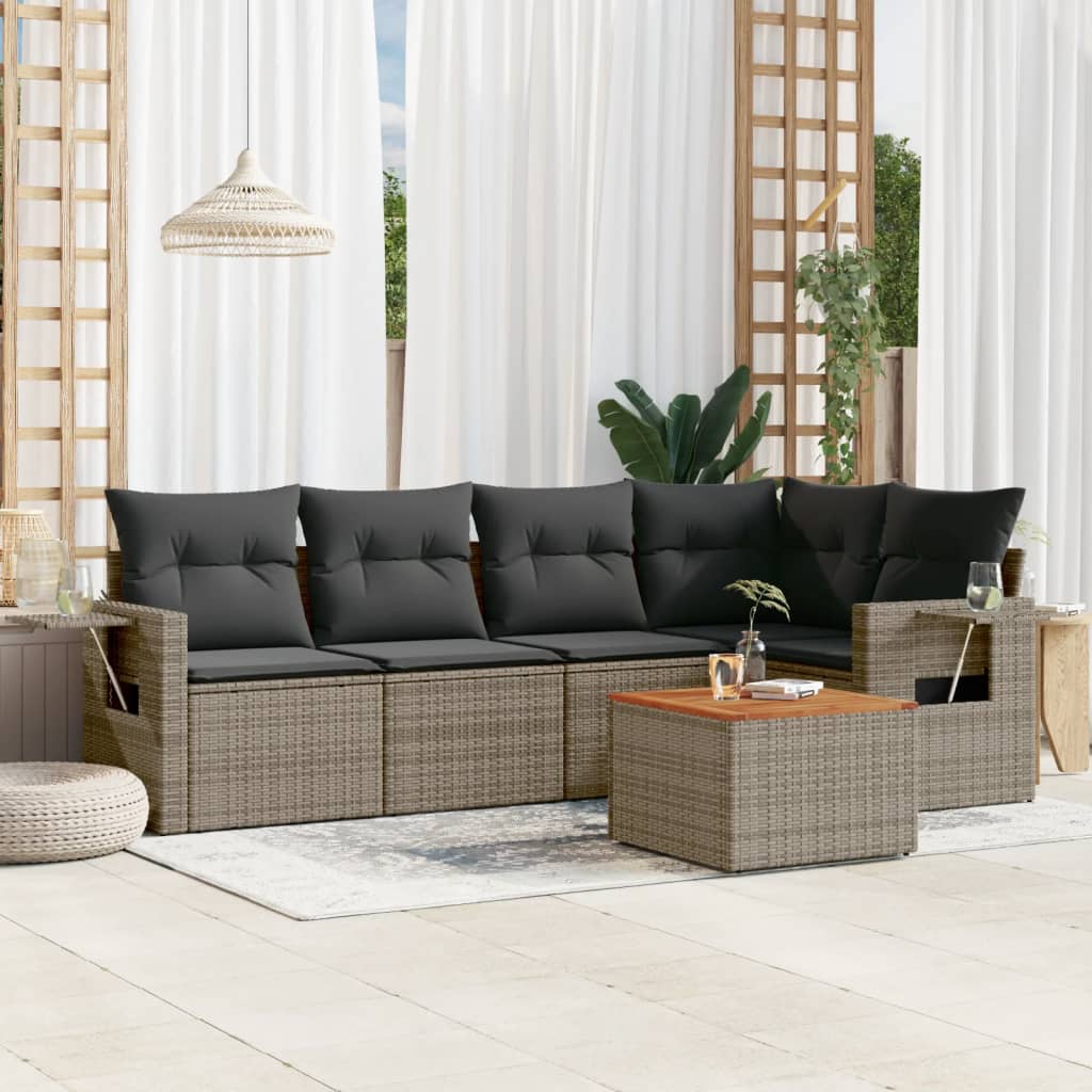6 Piece Garden Sofa Set With Cushions Poly Rattan