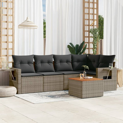 6 Piece Garden Sofa Set With Cushions Poly Rattan