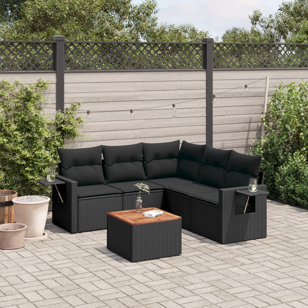 6 Piece Garden Sofa Set With Cushions Poly Rattan
