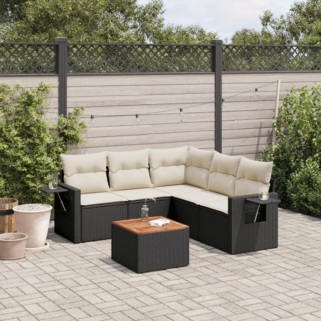 6 Piece Garden Sofa Set With Cushions Poly Rattan