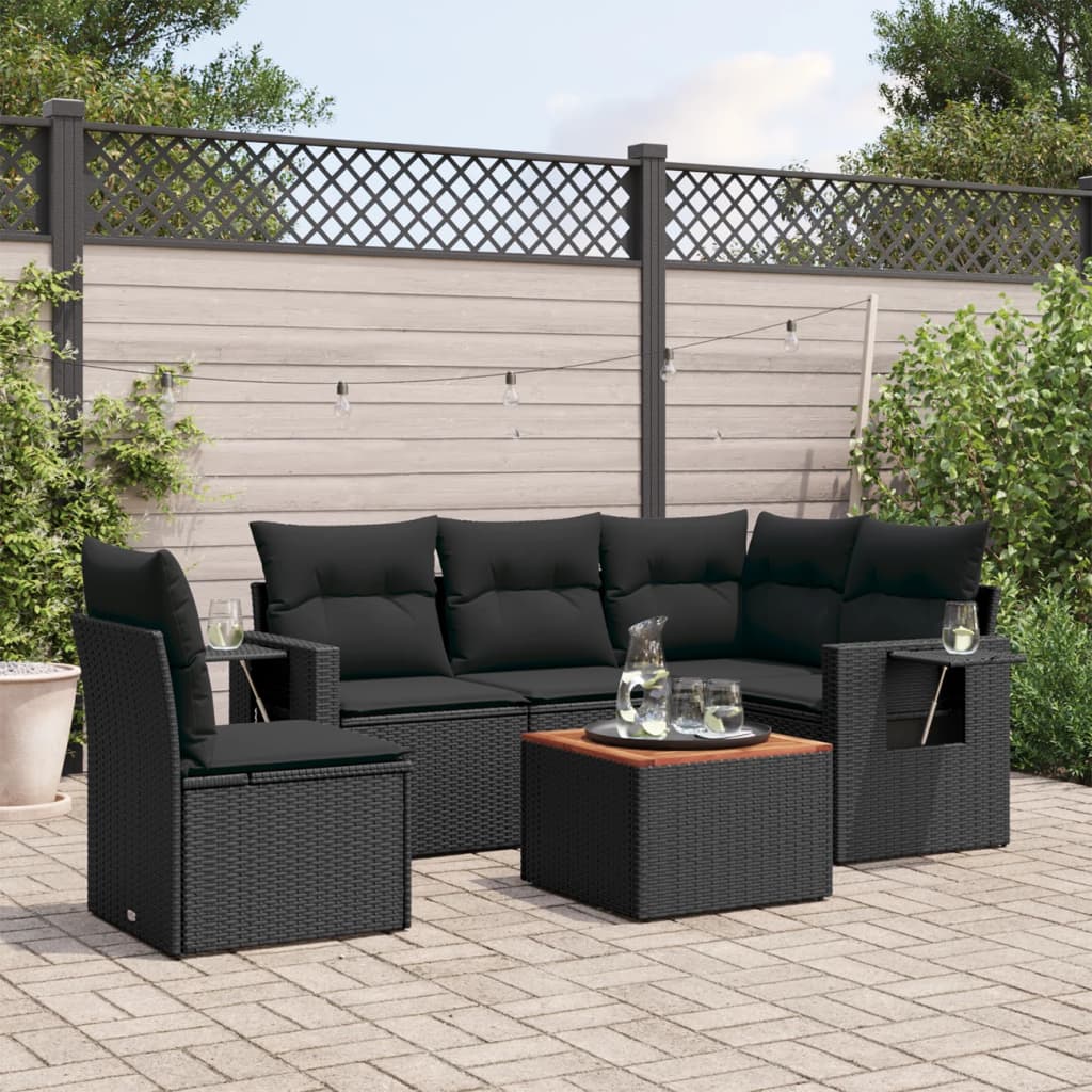 6 Piece Garden Sofa Set With Cushions Poly Rattan