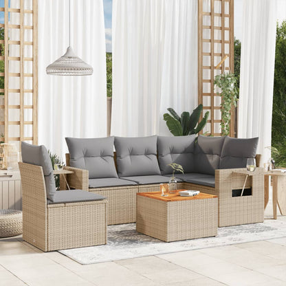 6 Piece Garden Sofa Set With Cushions Poly Rattan